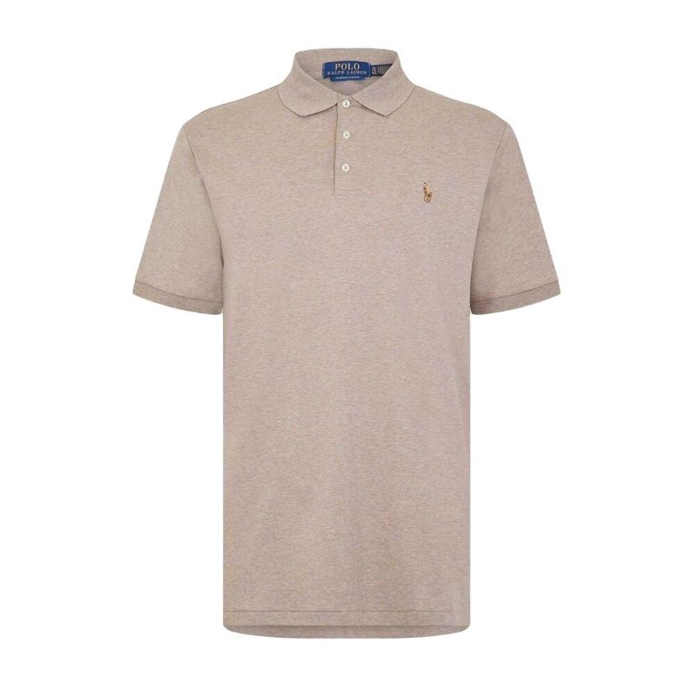 Ralph Lauren Mens Pima Cotton Slim Short-Sleeved Polo Shirt / Pale Cream